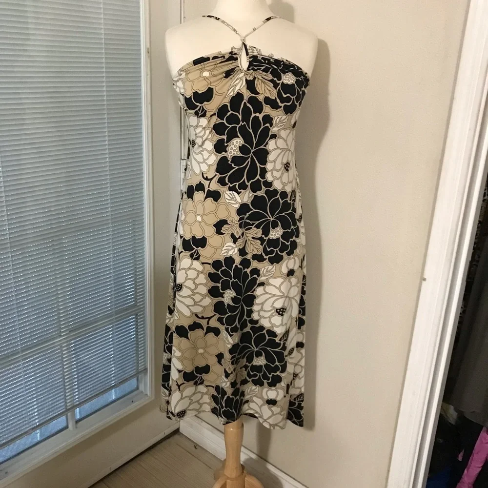 BCBG MAXAZRIA Cross back halter straps summer dress sz L - Picture 6 of 6